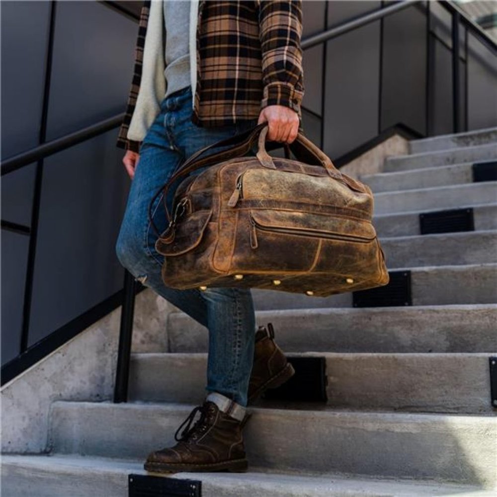 Leather Travel Duffel Bags Full Grain Leather Overnight Weekend Leather Bags